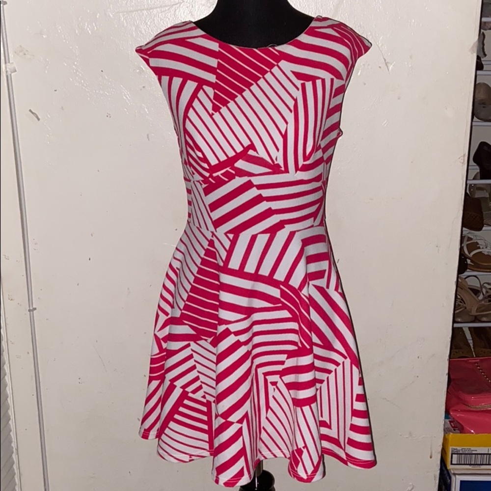 Pink and White Skater Dress